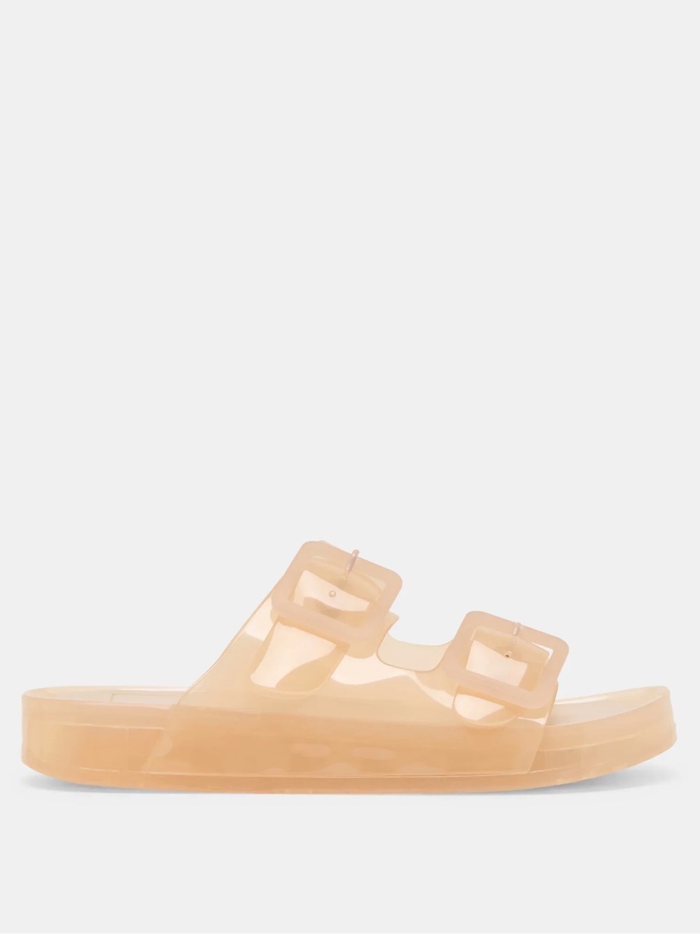 Dolce Vita Double-Buckle Jelly Slide Sandal in Beige